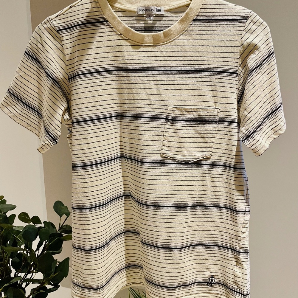 Uniqlo JW ANDERSON WOMEN LINEN COTTON STRIPED SHORT-SLEEVE T-SHIRT size S